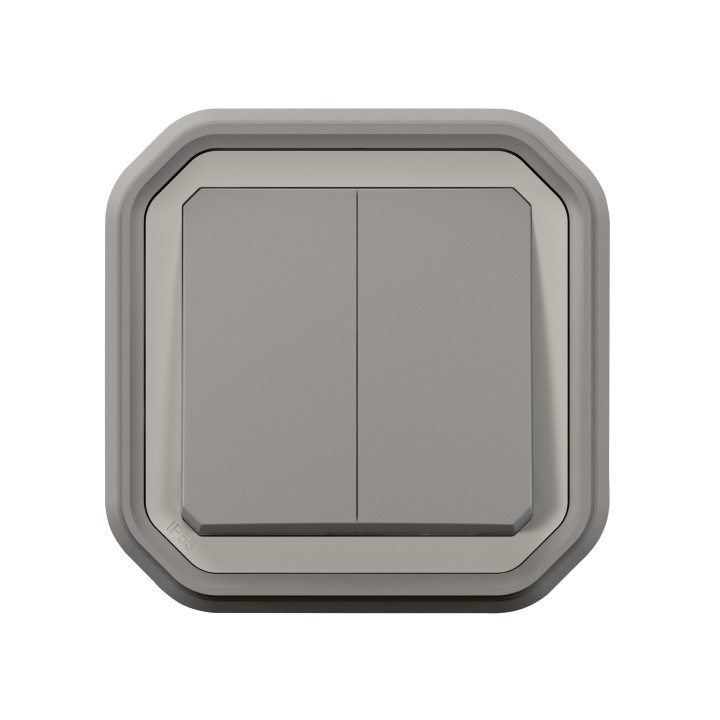 INTERRUPTEUR 2 VOIES PLEXO OU BOUTON POUSSOIR 2 GROUPES - GRIS - FLUSH