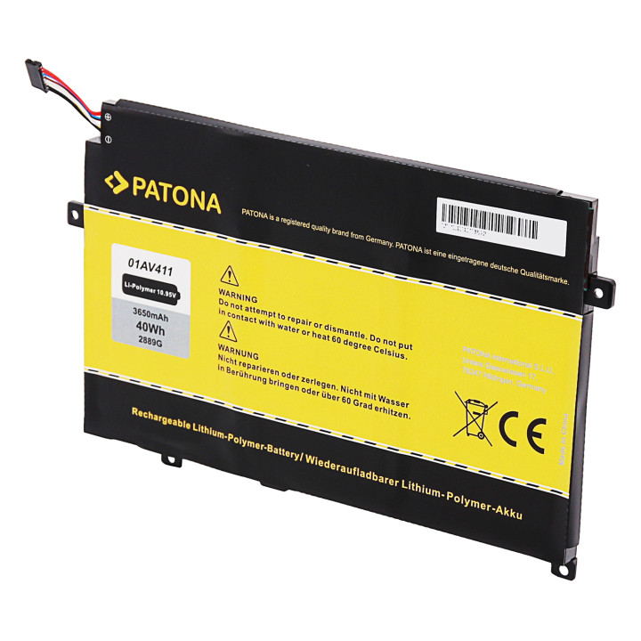 Patona PT2889 Laptop Battery for Lenovo ThinkPad E470/E475, 3650mAh, 10.95V, 01AV411