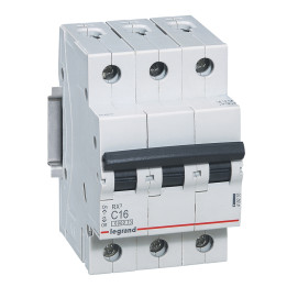 MCB RX 6000 - 3P - 400V - 16 A - Courbe C - jeu de barres d'alimentation type broches/fourchettes