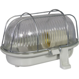 Lampengehäuse mit Metallnetzoval 60W, IP 44 grau