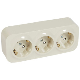German std socket 3 x 2P+E Forix - with shutters - IP 2X - 16 A - 250 V - ivory