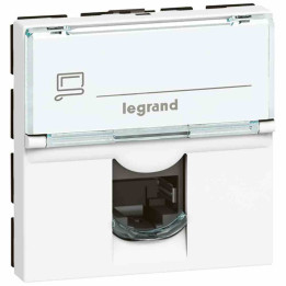 RJ 45 socket Mosaic Cat. 6A - STP - 2 modules - white