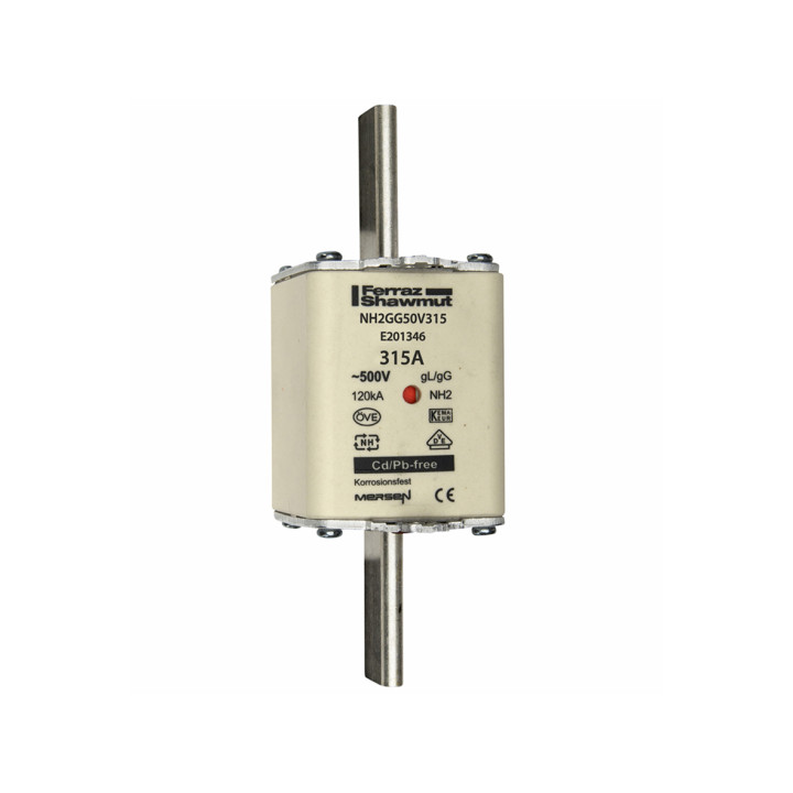 NH fuse-link gG, 500VAC, size 2, 315A double indicator/live tags