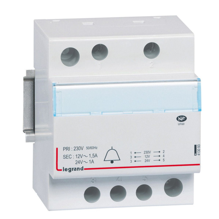 Transformator dzwonkowy - 230 V/24 V - 12 V - 24-18 VA - 4 mod