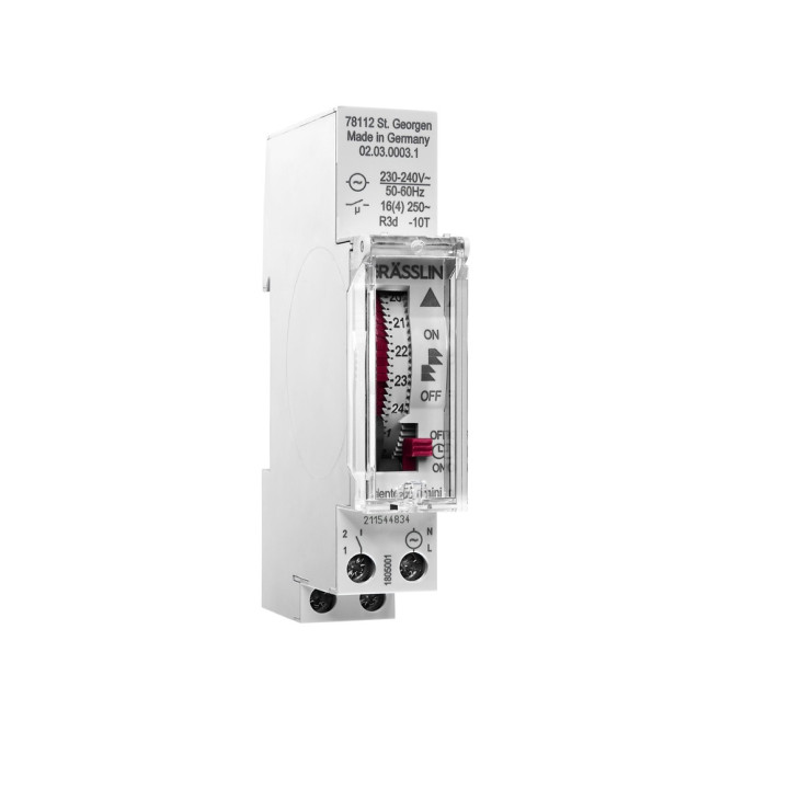DIN-rail timer with one channel and daily program, quartz drive, analogue