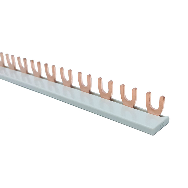 Jeu de barres MCB 10 mm2, monophasé, type fourche, 210 mm, 12 modules