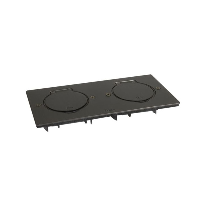 FLOOR RECTANGULAR DOUBLE GANG RECEPTACLE BRUSHED BROWN STEEL