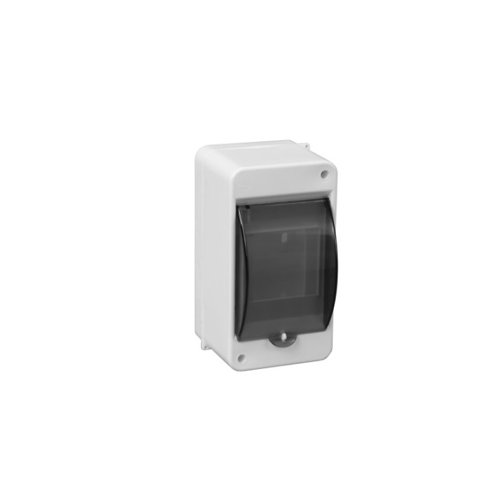 Distribution box surface 3 modules transparent door and clamps (N+PE) IP40