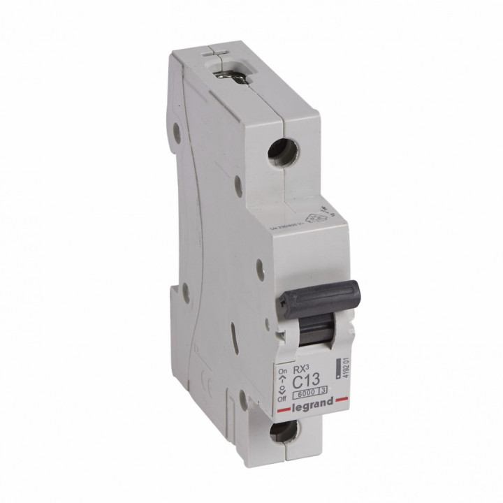 MCB RX 6000 - 1P - 230/400V - 13 A - Courbe C - jeu de barres d'alimentation type broches/fourchettes