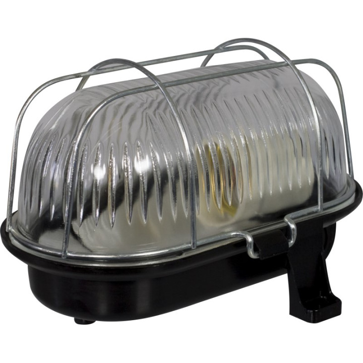 Lampengehäuse mit Metallnetzoval60W, IP 44 schwarz
