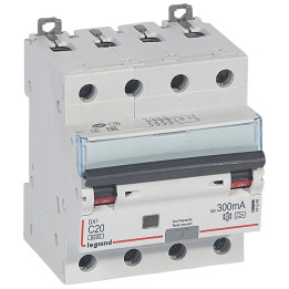 Disjoncteur différentiel - DX 6000 -10 kA -4P-400 V -20 A -300 mA -Type A