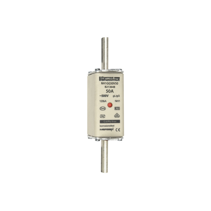 NH fuse-link gG, 500VAC, size 1, 50A double indicator/live tags