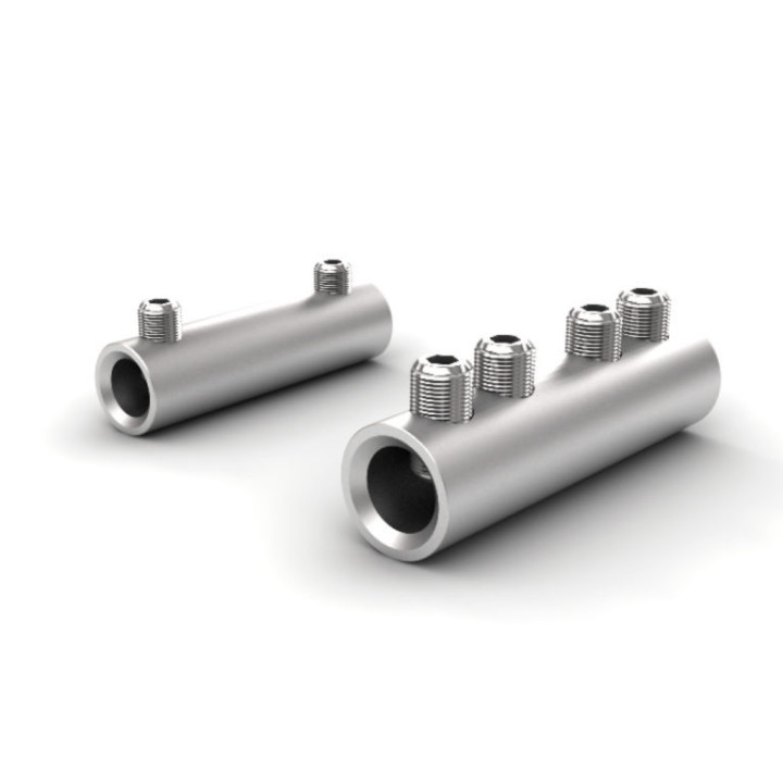 Straight-through connector Al Cu 1.5-10mm with hex grub screws