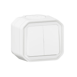 PLEXO 2 GANG 2-WAY SWITCH OR 2 GANG PUSH BUTTON - WHITE - SURFACE