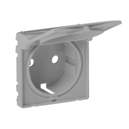 Zaślepka Valena Life - gniazdo 2P+E - standard niemiecki - z klapką - aluminium