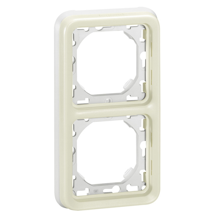 Marco de soporte para montaje empotrado Plexo IP 55 - 2 elementos verticales - blanco