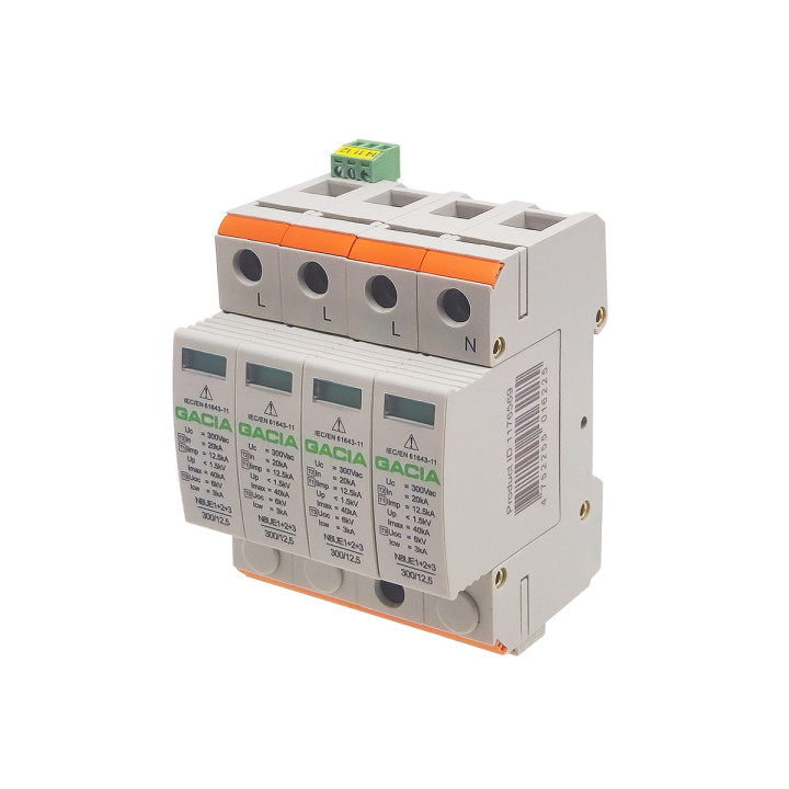 Parafoudre de type N8UE Type 1+2+3-G12.5-300V 4P avec contact d'alarme 1NO