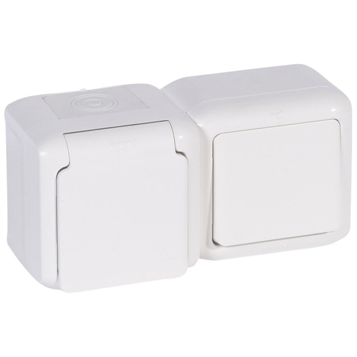 Interrupteur + prise 2P+T standard allemand Forix - 16 A -250 V - blanc