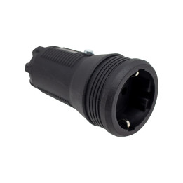 PRO rubber, black socket w/o cover 2P+E 16A 250V IP20