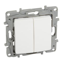 Wechselschalter Niloe - 2-fach - 10 AX - 250 V - automatische Klemmen - weiß