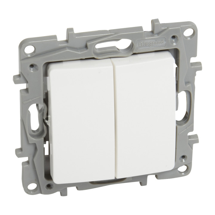 Wechselschalter Niloe - 2-fach - 10 AX - 250 V - automatische Klemmen - weiß