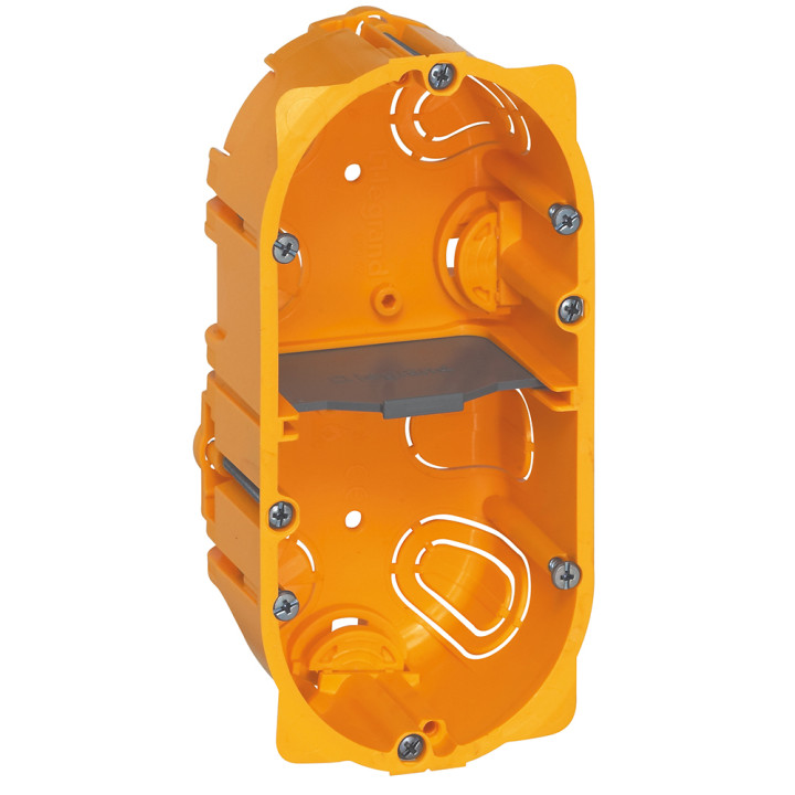 Flush mounting box Batibox - 2 gang German std - depth 50 mm - dry partitions
