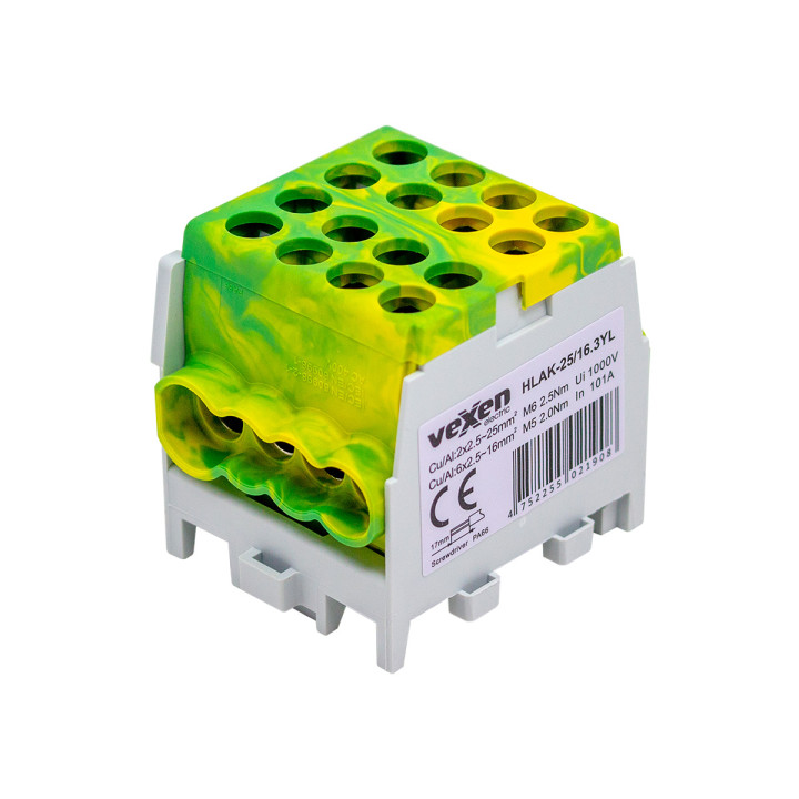 Borne HLAK Al/CU 2x25-6x16mm - jaune