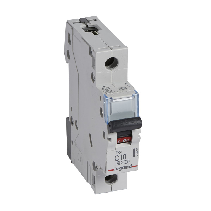 MCB TX 6000 - 1P - 230/400 V - 10 A - courbe C - jeu de barres d'alimentation type broches/fourchettes