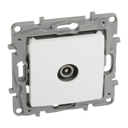 TV male passthrough socket Niloe - attenuation -14 dB - white