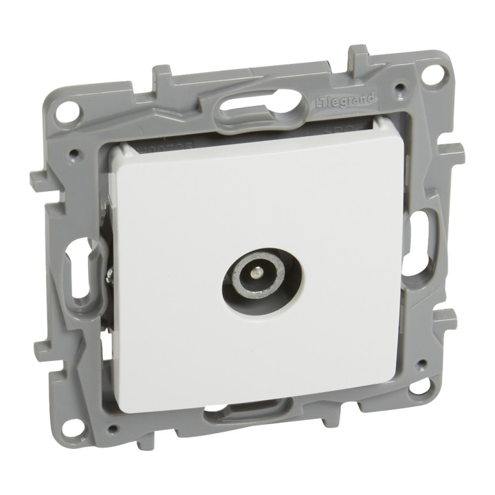 TV male passthrough socket Niloe - attenuation -14 dB - white