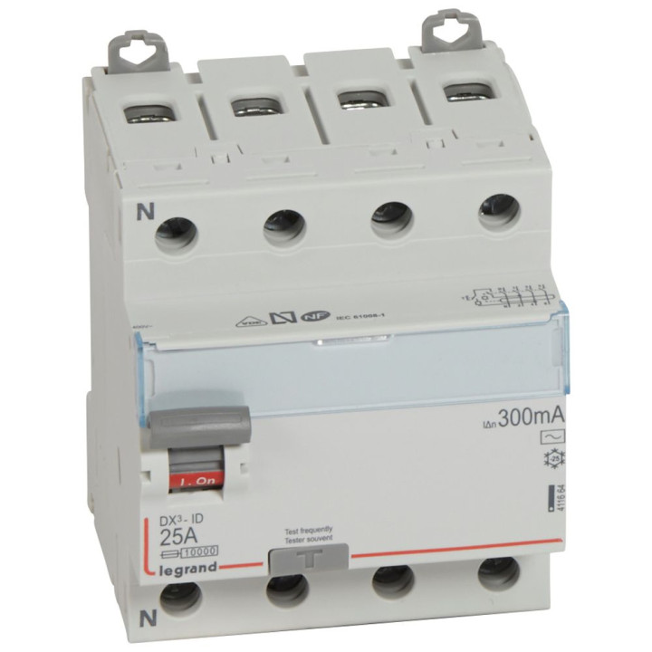 Disjoncteur différentiel DX3 4P 25A 300mA CA