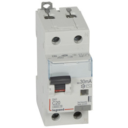 Disjoncteur différentiel - DX 6000 -10 kA -1P+N-230 V -20 A -30 mA -Type AC -N main droite