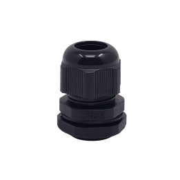 M22-Kabelverschraubung aus schwarzem Kunststoff, IP68, 10–14 mm