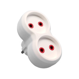 VX1013W - 2 gang, white socket plug, without earthing