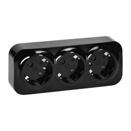 3-gang wall socket ToDo, 2P+E, Schuko type, IP20, 16A, 230V AC, black