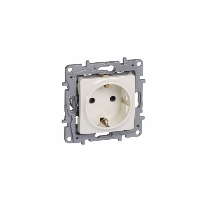 Niloe socket, ivory, with earth, screw terminals, 16A
