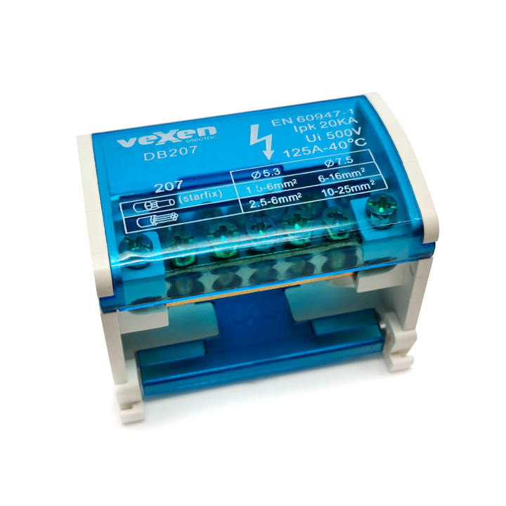 Bloc de distribution 2x7, 125A/500V