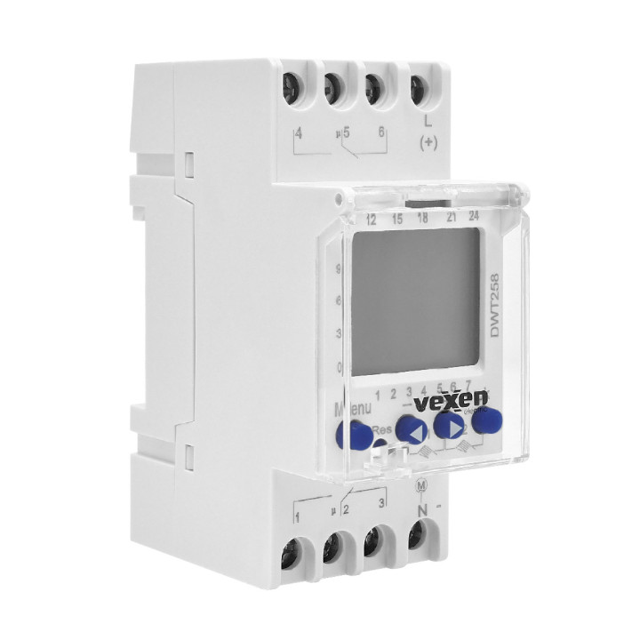 DWT258 Relais temporisé hebdomadaire numérique 2CO, 16A, AC230V