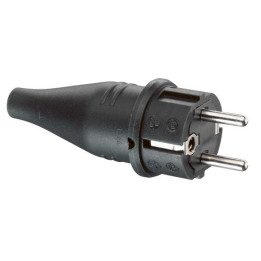 Bouchon en caoutchouc SCHUKO, noir, 2 systèmes de mise à la terre, IP44, 3 x 1,5 mm ? espace de câblage