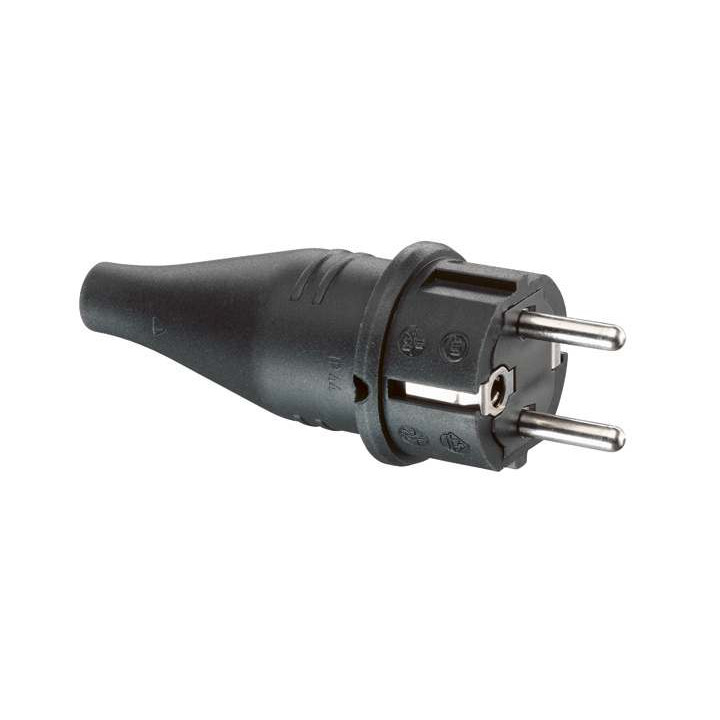 Bouchon en caoutchouc SCHUKO, noir, 2 systèmes de mise à la terre, IP44, 3 x 1,5 mm ? espace de câblage