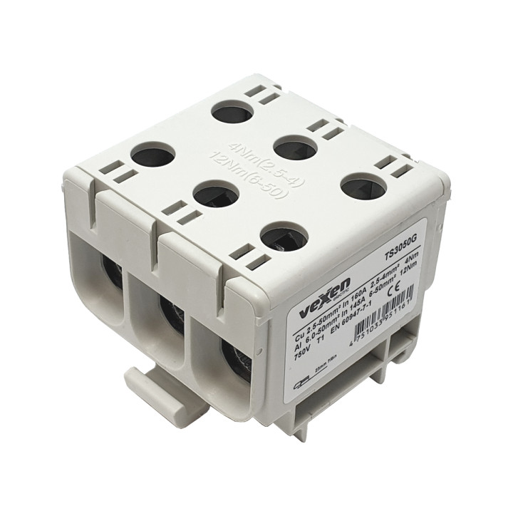 TS3050G L bornier universel Al/Cu 3x2,5-50mm2