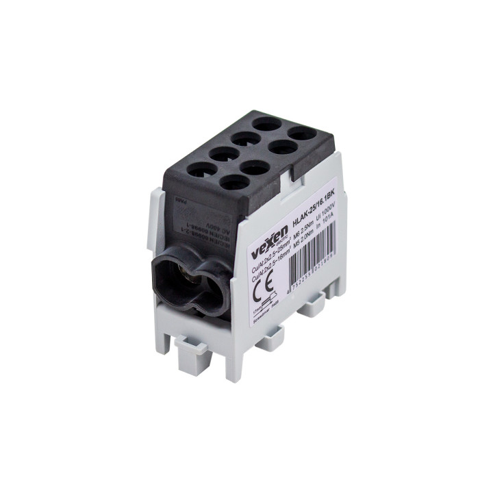 VEXEN HLAK клемма Al/CU, 2x25-2x16мм, черная