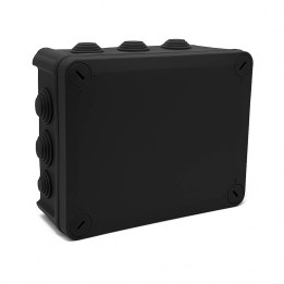 Boîte de jonction noire IP66, 150x115x65mm avec entrées de câbles