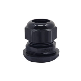 M32-Kabelverschraubung aus schwarzem Kunststoff, IP68, 13–18 mm