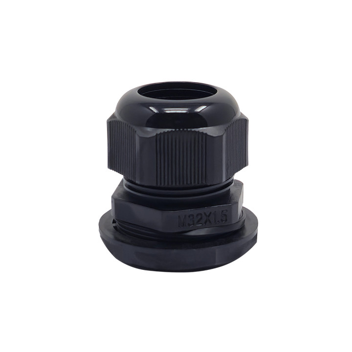 M32-Kabelverschraubung aus schwarzem Kunststoff, IP68, 13–18 mm