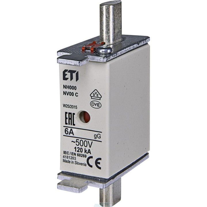 Fuse link, NH000/WT-00C gG 6A/500V