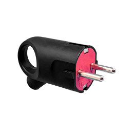 VX1106B - Enchufe negro con toma de tierra y mango