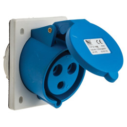 Power socket panel mounting 2P+E 32A IP44
