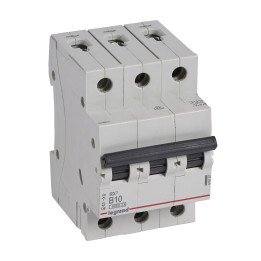 MCB RX 6000 - 3P - 400V - 10 A - Courbe B - jeu de barres d'alimentation type broches/fourches