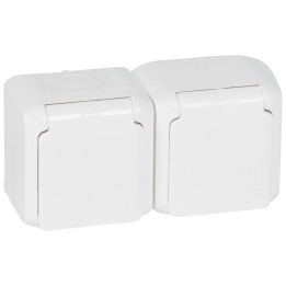 2 x 2P+E German std socket outlet Forix -surface mounting - 16 A - 250 V -white